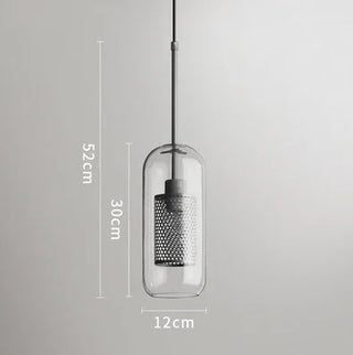 Hesselberg - Round Glass Metal Mesh Caged Bulb Hanging Pendant Ceiling Light