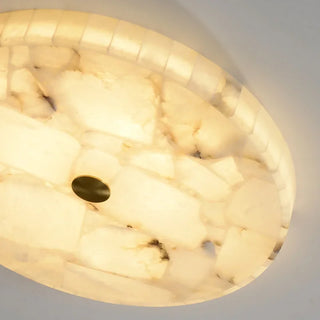 Rozalee - White Spanish Marble Round Flush Mount Ceiling Light