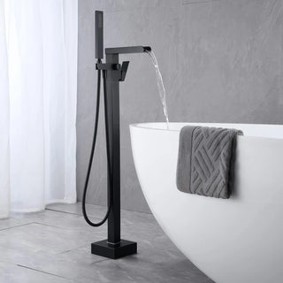 Amarante - Floor Standing Modern Bathtub Waterfall Filler Tap with Hand Shower