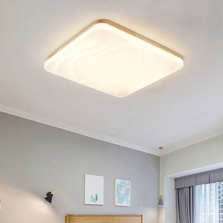 Sijiu - Modern Thin White Milk Shade Wooden And Acrylic Ceiling Light