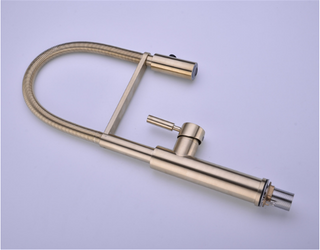 Eufemia - Brushed Gold Pull Out Hot & Cold Single Handle Mixer Kitchen Tap