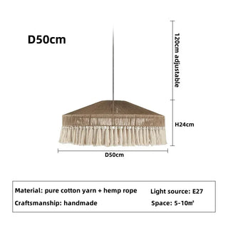 Elroy - Wicker Hand-Knitted Round Tassel Ceiling Light