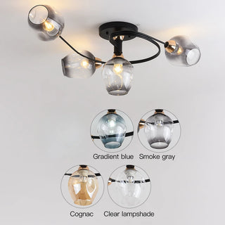 Elodie - Modern Twisted Body Coloured Glass Multi Head Ceiling Light Chandelier