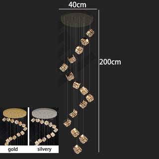 Abby - Crystal Square Box Gold Ceiling Chandelier