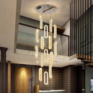 Celene - Crystal Glass Multi Head Gold Oval Ring Hanging Ceiling Light Chandelier