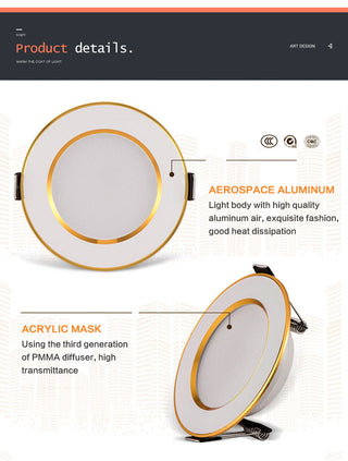 Dover - Modern Round White/Gold Ceiling Spotlight Downlight