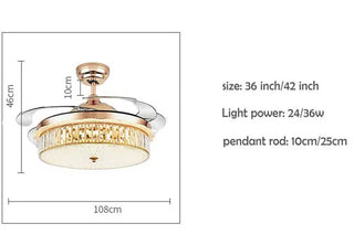 Olesia - 42inch Chandelier Remote Control Ceiling Fan