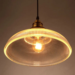 Freya - American Vintage Stripe Patterned Glass Round Pendant Ceiling Light