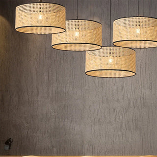 Fasseela - Perforated Handwoven Bamboo Black Hanging Pendant Ceiling Light