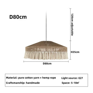 Elroy - Wicker Hand-Knitted Round Tassel Ceiling Light