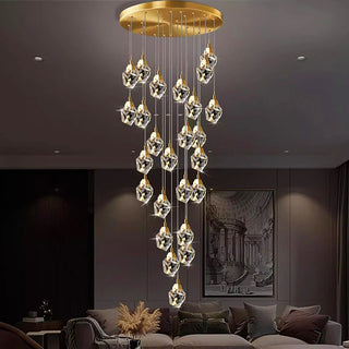 Haiti - Multi Head Crystal Glass Gold Ceiling Chandelier