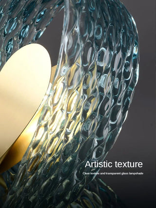 Camilla - Blue Patterned Glass Gold Body Crystal Hanging Chandelier