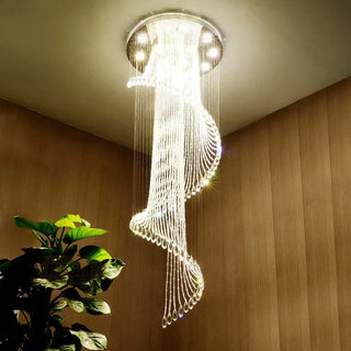 Luciana - Crystal LED Spiral Round Silver Ceiling Chandelier