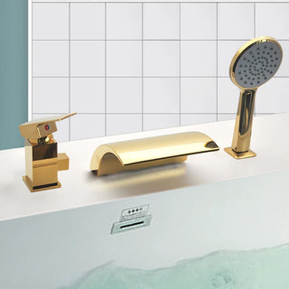 Mella - 3 Piece Modern Waterfall Bathtub Mixer Tap Set Pull Out Shower