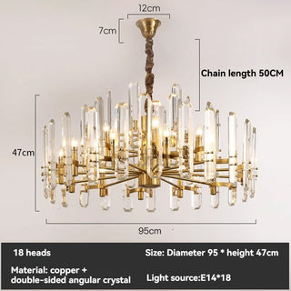 Amelky - Hanging Round Crystal Glass Statement Chandelier