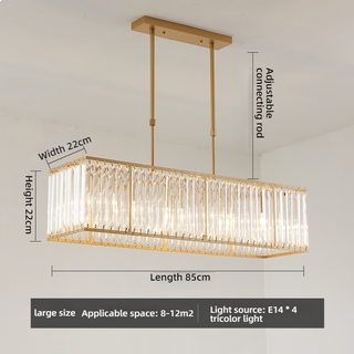 Fiona - Rectangular LED Crystal Pendant Chandelier
