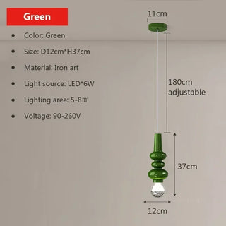 Caterpillar - Minimalist Abstract Coloured Tube Glass Adjustable Hanging Ceiling Light