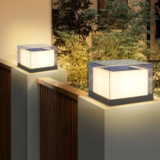 Sibyl - Solar Waterproof Cubed Weave LED Outdoor Post Lights