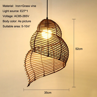 Abbey - Handmade Bamboo Conch LED Pendant Light