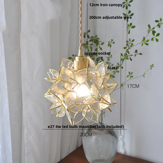 Madrid II - Tiffany Glass Nordic Flower Copper Hanging Pendant Light Fixture