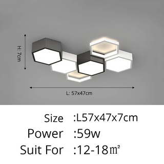 Dushanbe - Minimalist Honeycomb Black & White Combination Ceiling Light