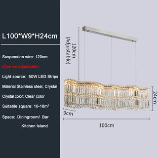 Luxe - Crystal Wave Design Adjustable LED Ceiling Chandelier