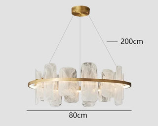 Sago - Hanging Stone Style Coloured Glass Gold Round Chandelier