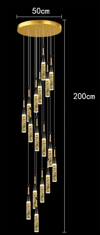Aaron - Modern Hanging Black & Gold Teardrop Tube Sparkle Chandelier
