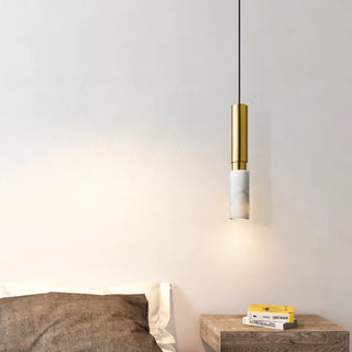 Bob - Modern Style Long Tube Marble Hanging Ceiling Pendant Light