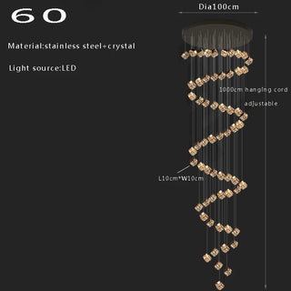 Abby - Crystal Square Box Gold Ceiling Chandelier