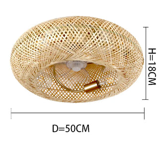 Apollon - Bamboo 50cm Round Silent Ceiling Fan with Remote Control & Light