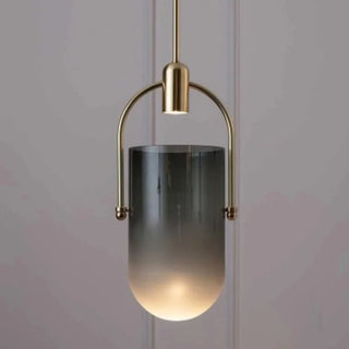 Laholm - Coloured Glass Gold Frame Hanging Pendant Ceiling Light