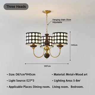 Derya - Abstract Polka Dot Black Gold Hanging Ceiling Light Chandelier