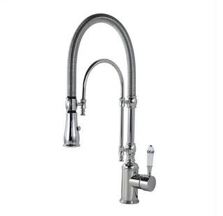 Dorene - Gold Brass Porcelain Pull Down Dual Mixer Kitchen Tap