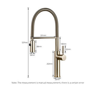 Eufemia - Brushed Gold Pull Out Hot & Cold Single Handle Mixer Kitchen Tap