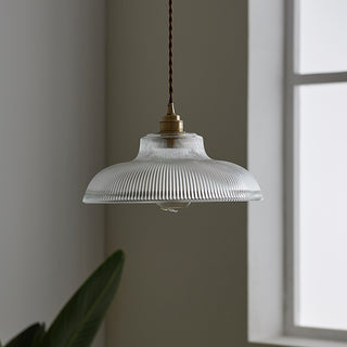 Freya - American Vintage Stripe Patterned Glass Round Pendant Ceiling Light