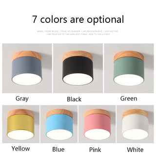 Nicoll - Nordic Wood Style Surface Mounted Round Ceiling Downlight