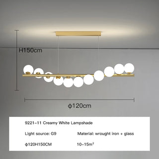 Abeha - Gold Curved Multi Round Glass Line Hanging Ceiling Light Chandelier