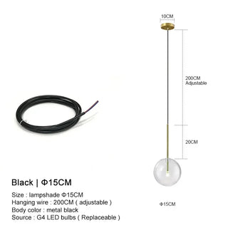 Nora - Modern Transparent Glass Ball Hanging Pendant Ceiling Light