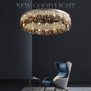 Alpine - Silver Round Coloured Hanging Glass Recessed Ceiling Light Chandelier