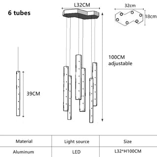 Kiyoshi - Modern LED Tube Hanging Ceiling Light