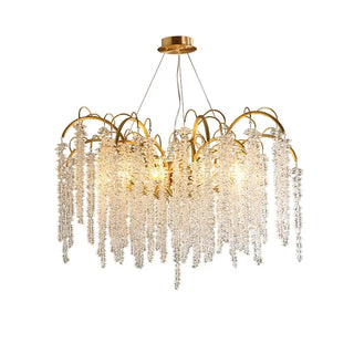 Elysia - Gold Hanging Rectangle Crystal Tassel Ceiling Chandelier