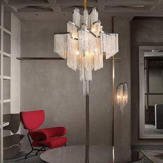Maya - Modern Round Tiered Tassel Chain Ceiling Light Chandelier