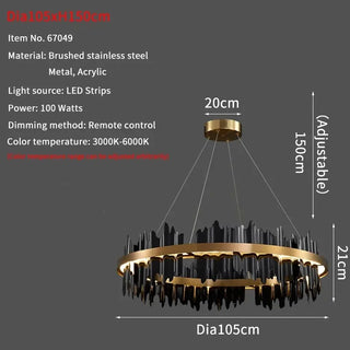 Vergina - Circular Hanging Gold Modern Chandelier Ceiling Light