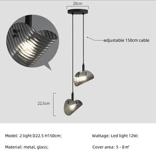 Rilee - Modern Grey Patterned Glass Ceiling Chandelier