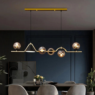 Ryland - Modern Long Bar Multi Head Black Hanging Ceiling Light Chandelier