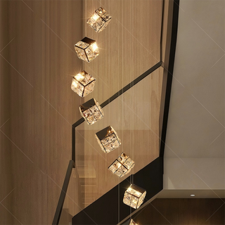 Abby - Crystal Square Box Gold Ceiling Chandelier