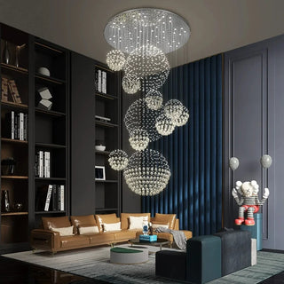 Opal - Spiral Round Crystal Ball Hanging Chandelier