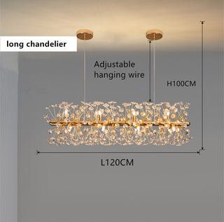 Orhan - Glass Dandelion Gold Frame Round Clear Crystal Ceiling Light Chandelier