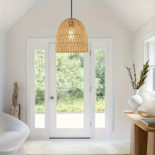 Mesa - Bamboo Weaving Perforated Dome Hanging Pendant Ceiling Light